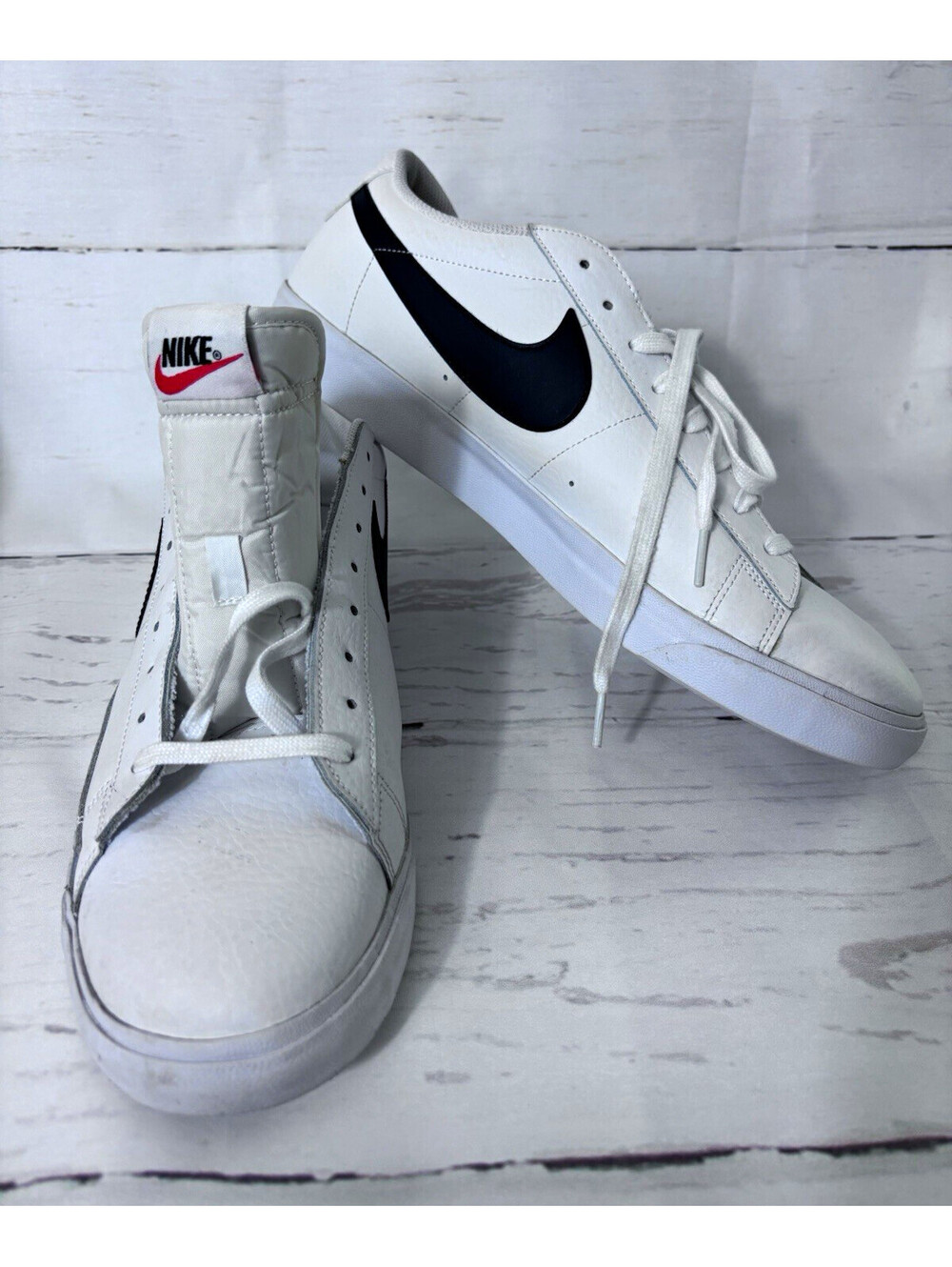 Nike Blazer Low Leather White Black Shoes CZ1089-100 Mens Size 14 Sneakers